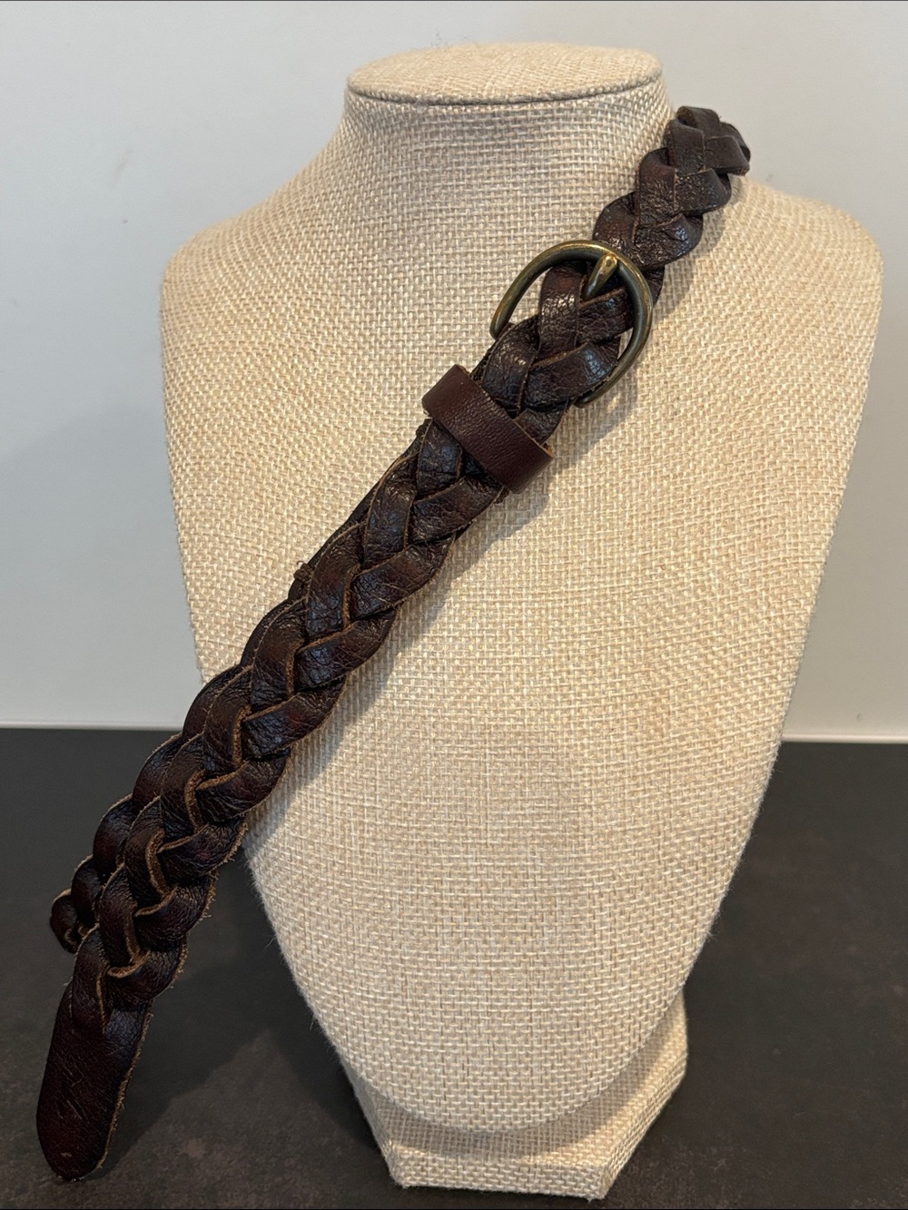 Vintage Y2K Hollister Braided Leather Belt – Brown, Size S